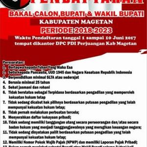 Cari Pemimpin Terbaik 2018, PDIP Magetan Awali Buka Pendaftaran Bakal Calon Bupati Magetan