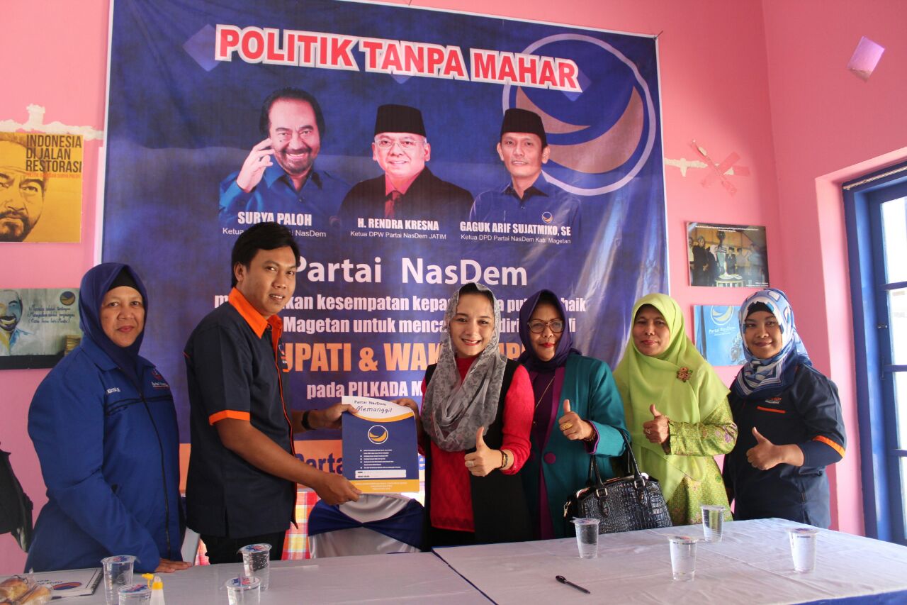 Maju Sebagai Bakal Calon Bupati Magetan, Niken Larasati Ambil formulir Lewat Partai Nasdem