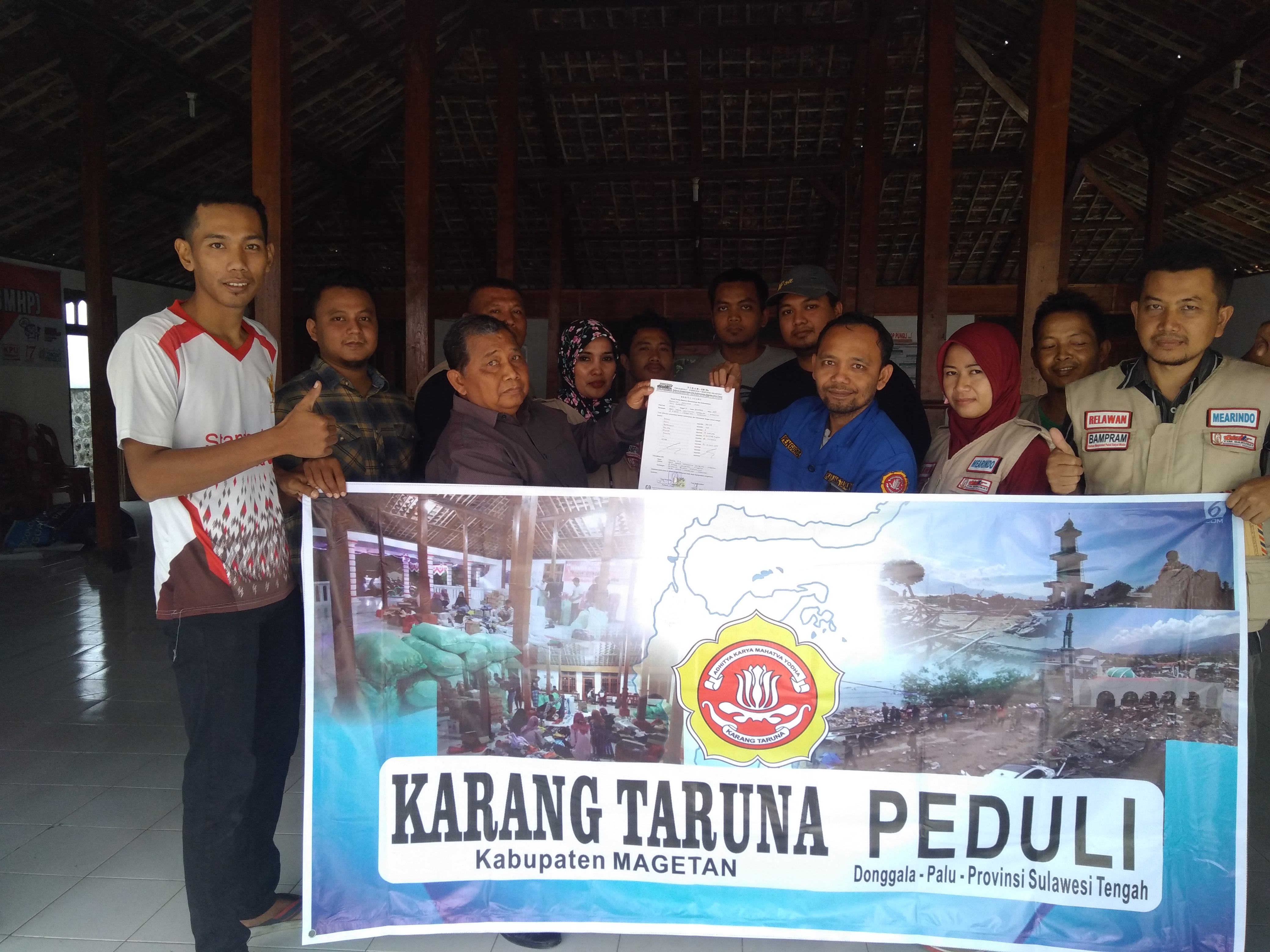 Korban Meninggal Palu Donggala Lebih 2 Ribu, Karang Taruna Krowe Lembeyan Salurkan Bantuan