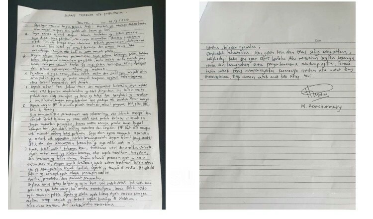 Tahukah Apa Isi Surat Terbuka Rommy Ketua Umum PPP Setelah Ditangkap KPK