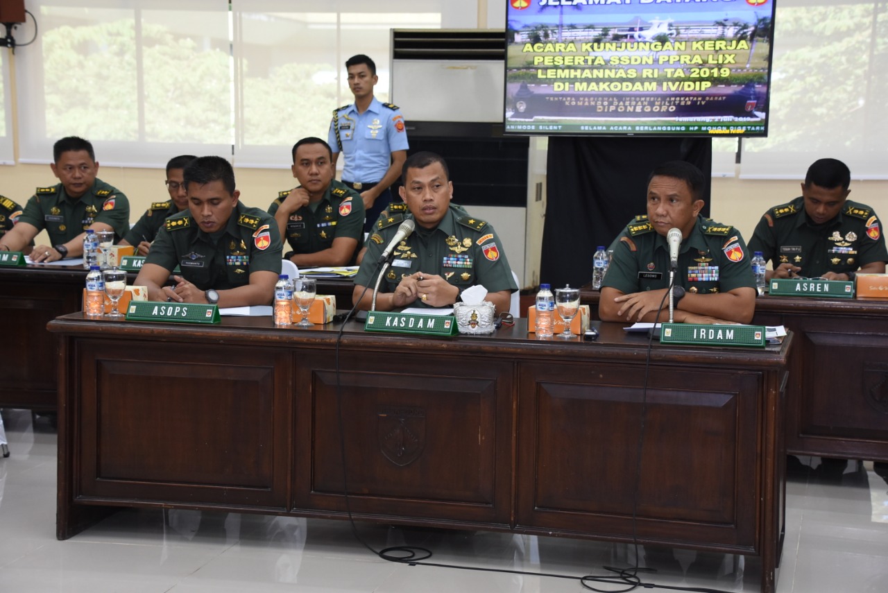 Peserta Studi Strategi Dalam Negeri PPRA LIX Lemhannas RI Kunjungi Kodam IV/Diponegoro