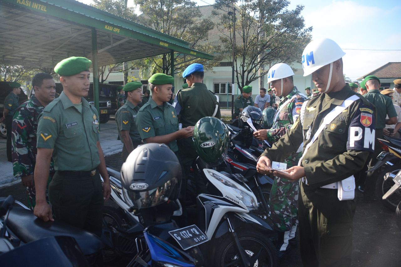 Eliminir Pelanggaran Prajurit Dalam Berkendara, Korem 071/Wk Gelar Ops Gaktib dan Yustisi