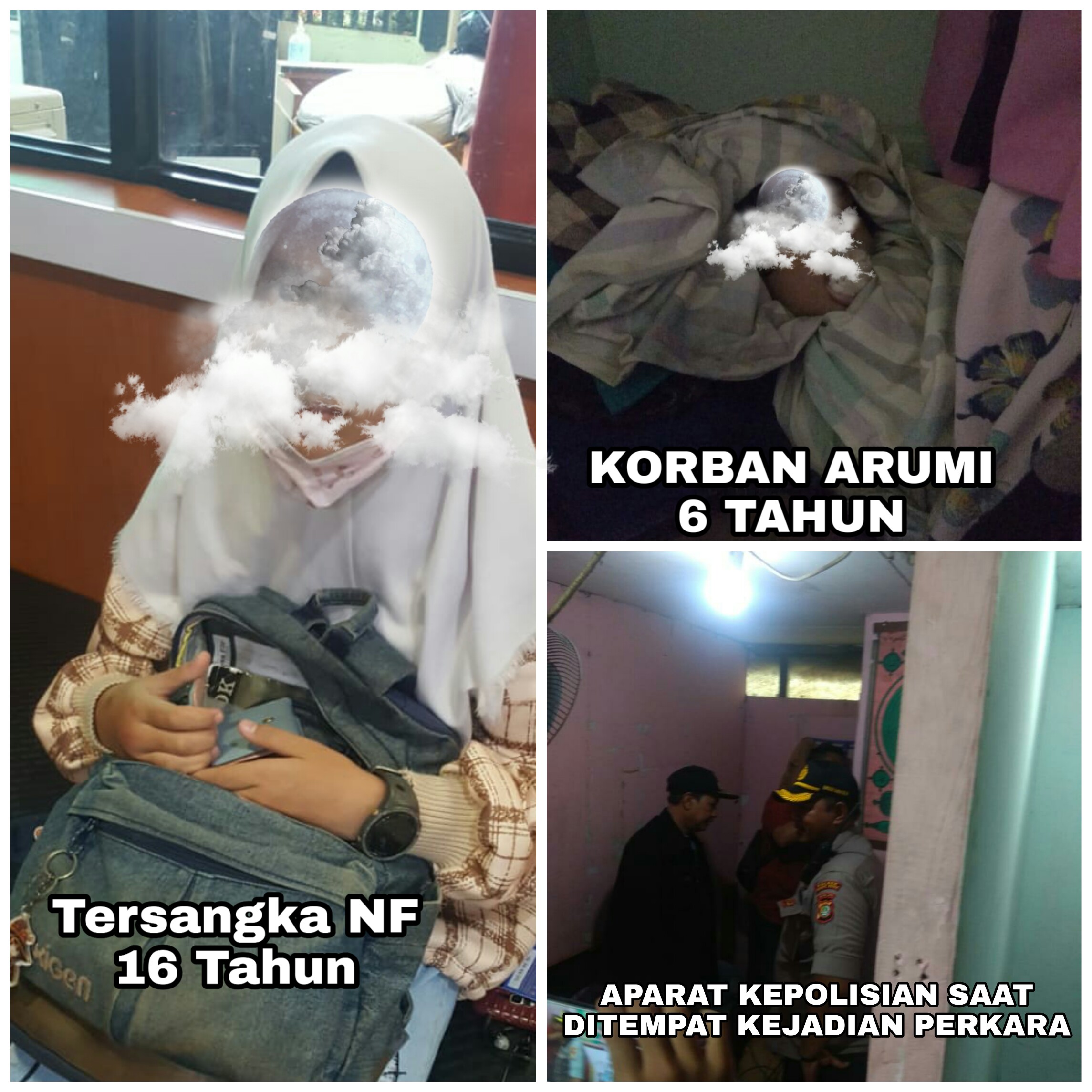 Asyik Main, ARUMI Usia 6 Tahun Lehernya Diikat Dan Mulutnya Disumpal Kain Dimasukkan Almari