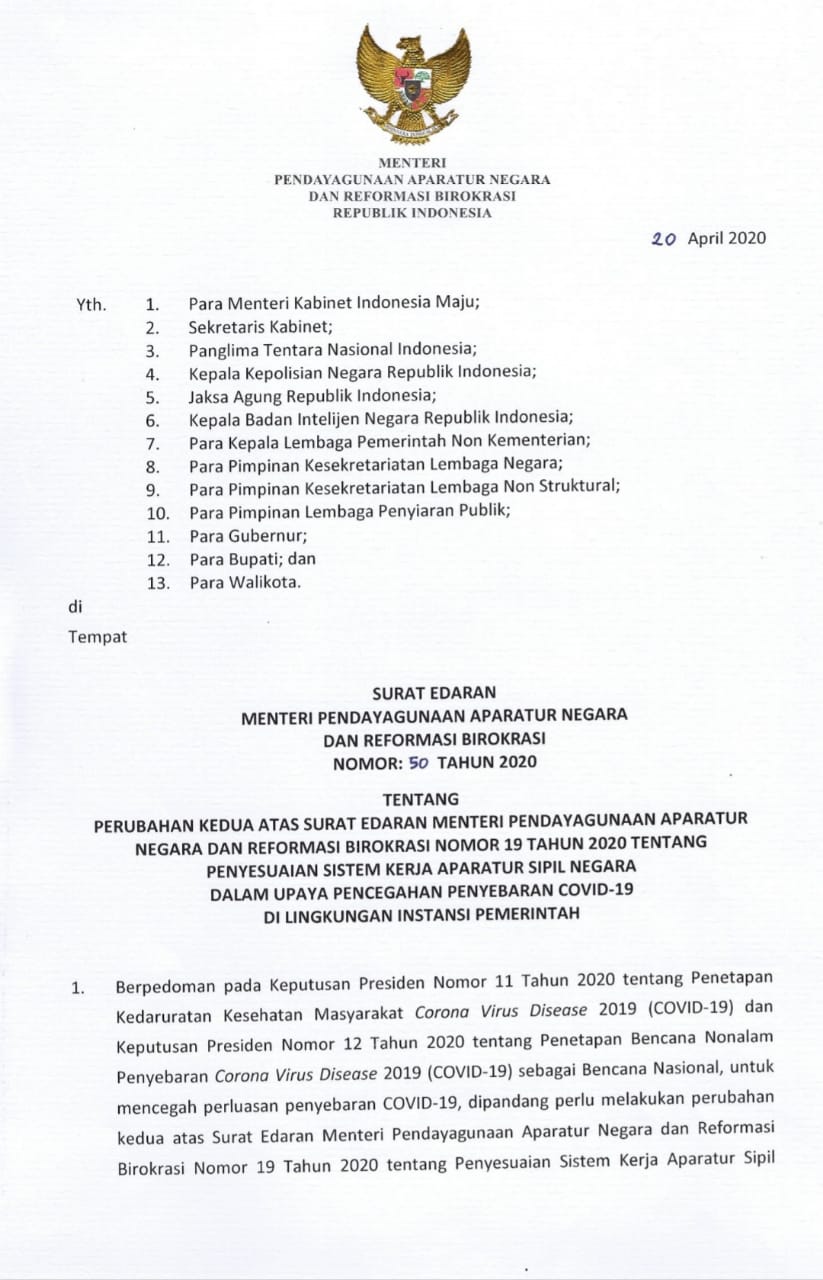 Work From Home’ ASN Diperpanjang Hingga 13 Mei 2020