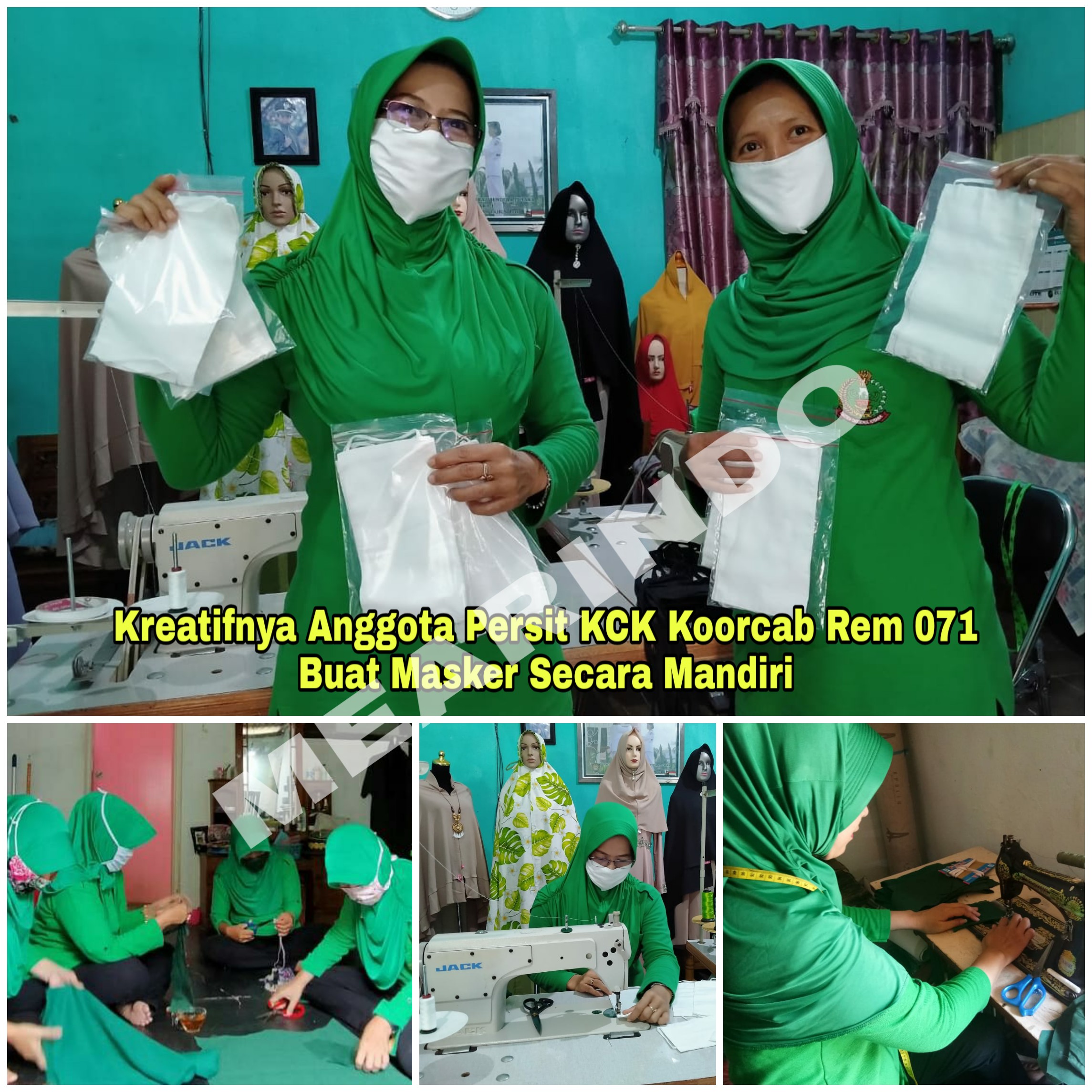 Kreatifnya Anggota Persit KCK Koorcab Rem 071 Buat Masker Secara Mandiri