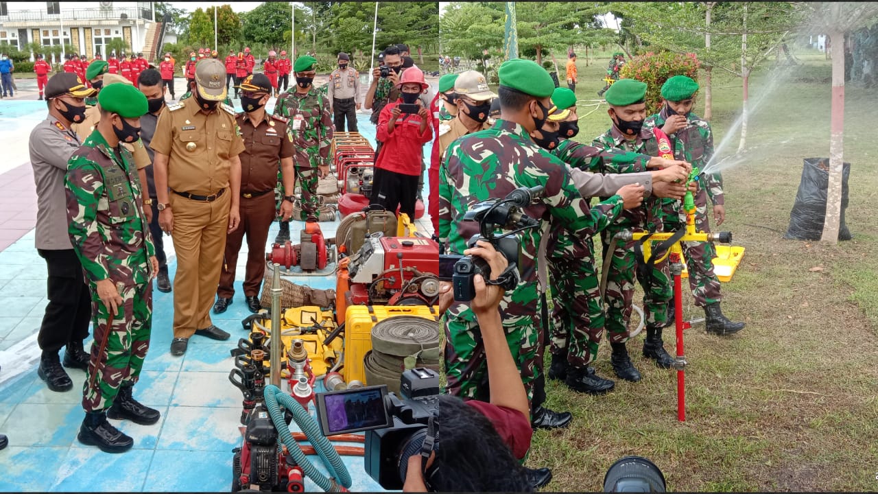 Cek Kesiapan dan Alat atasi Karhutla,: Bersama, Danrem 031/WiraBima, Bupati Rohil, Dandim, 0321Rohil, Kapolres Rohil