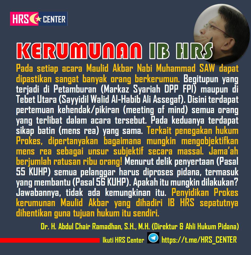 Catatan & Tanggapan Perkara Kerumunan IB HRS
