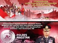 Polres Magetan Terima Penghargaan Dari Kemenpan RB Sebagai Satker Pelayanan Publik Sangat Baik