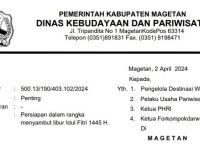 Jelang Libur Lebaran 2024, Dinas Kebudayaan dan Pariwisata Magetan Keluarkan Surat Edaran
