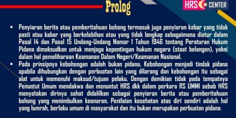 Perkara RS UMMI, Dalil kebohongan dan Keonaran Tidak logis Dipaksakan Kepada HRS